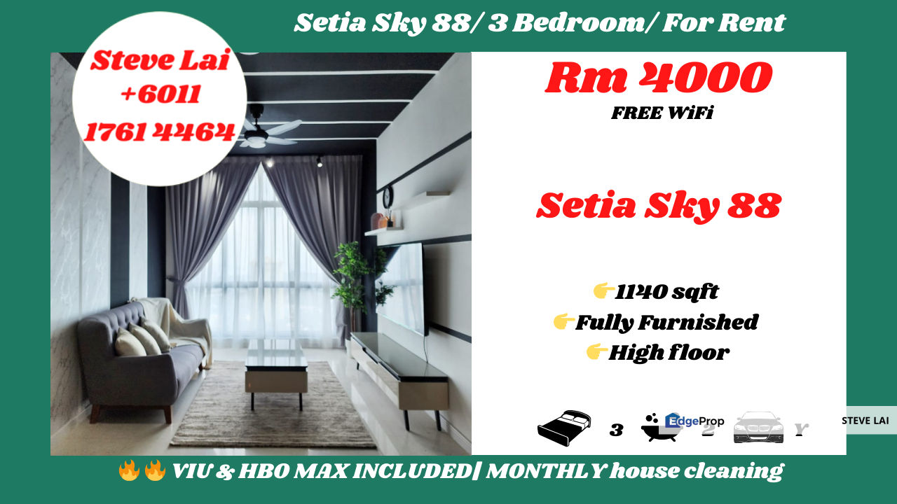 Setia Sky 88/ 3 Bedroom/ For Rent, Johor, Johor Bahru