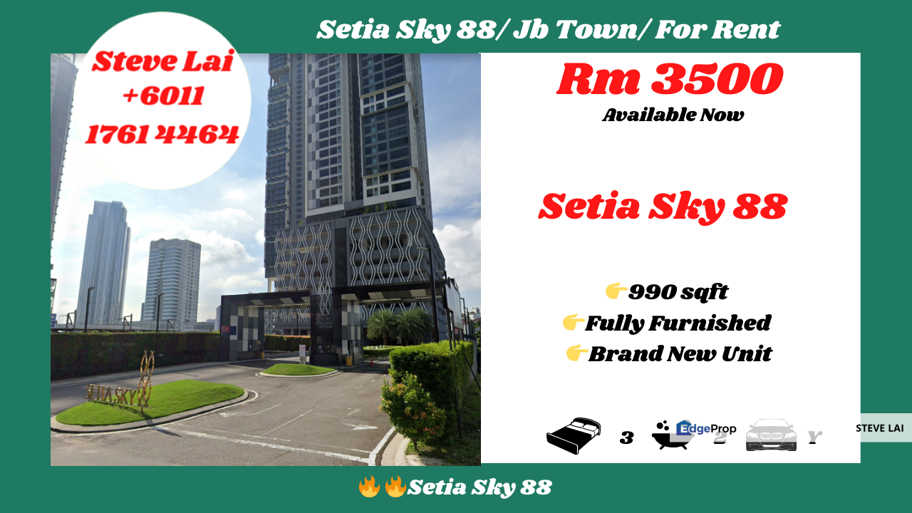 Setia Sky 88/ Jb Town/ For Rent, Johor, Johor Bahru