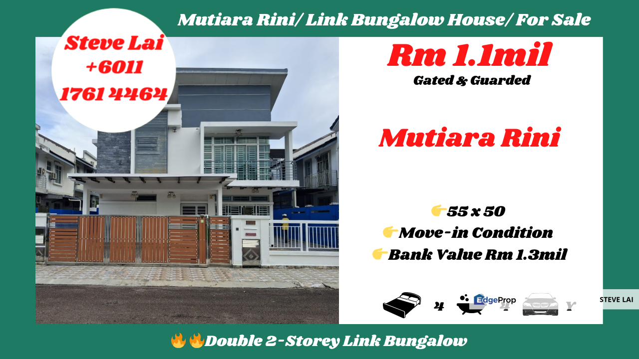 Mutiara Rini/ Link Bungalow House/ For Sale, Johor, Skudai