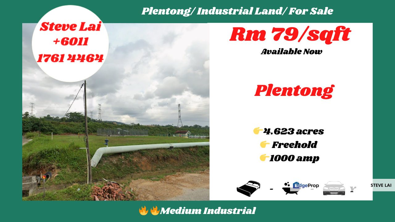 Plentong/ Industrial Land/ For Sale, Johor, Johor Bahru