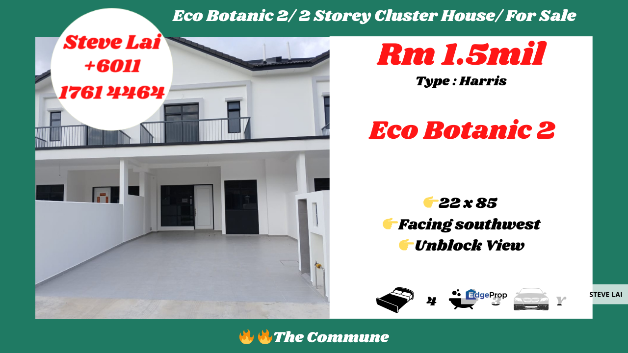 Eco Botanic 2/ 2 Storey Cluster House/ For Sale, Johor, Nusajaya