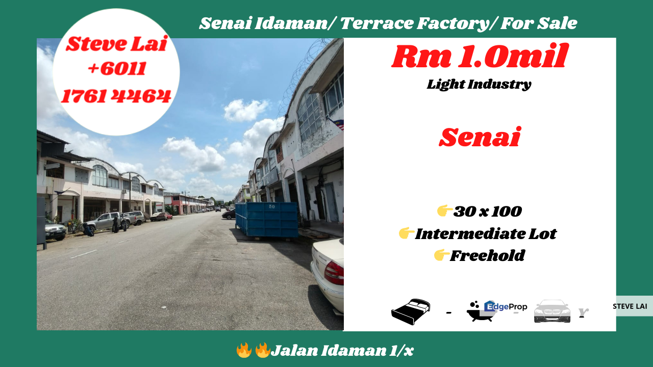 Senai Idaman/ Terrace Factory/ For Sale , Johor, Senai