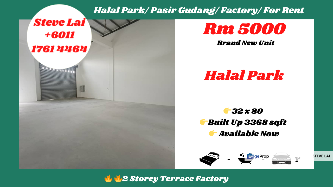 Halal Park/ Pasir Gudang/ Factory/ For Rent, Johor, Masai