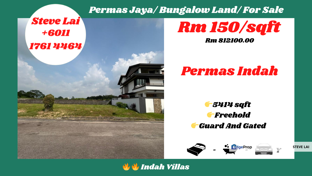 Permas Jaya/ Bungalow Land/ For Sale, Johor, Permas Jaya/Senibong