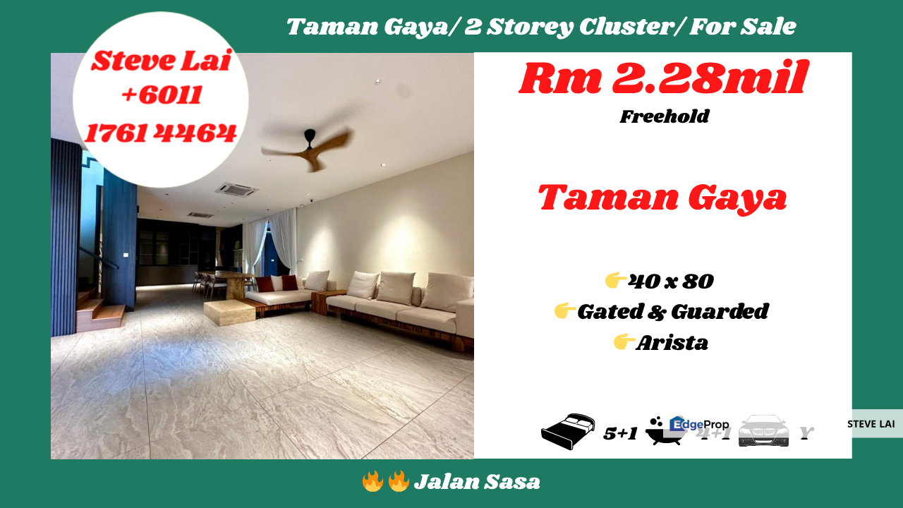 Taman Gaya/ 2 Storey Cluster/ For Sale, Johor, Ulu Tiram