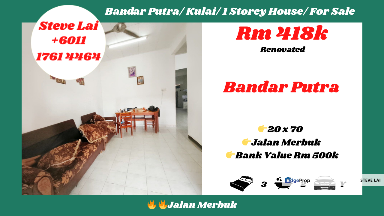 Bandar Putra/ Kulai/ 1 Storey House/ For Sale, Johor, Kulai