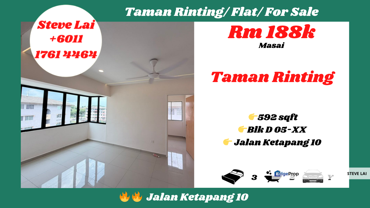 Taman Rinting/ Flat/ For Sale, Johor, Masai