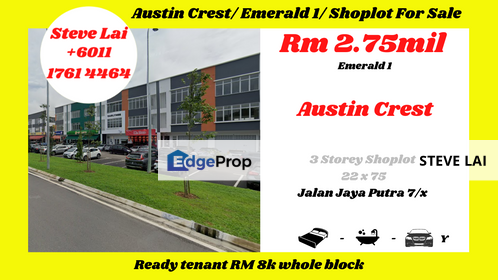 Austin Crest/ Emerald 1/ Shoplot For Sale, Johor, Johor Bahru