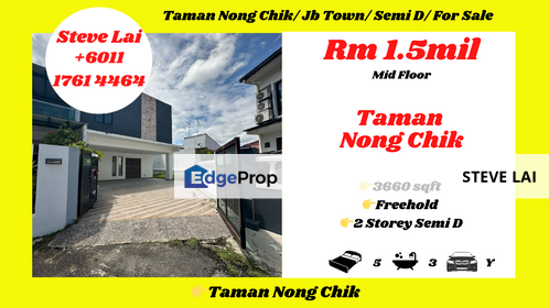 Taman Nong Chik/ Jb Town/ Semi D/ For Sale, Johor, Johor Bahru