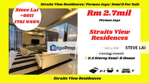 Straits View Residences/ Permas Jaya/ Semi D For Sale, Johor, Permas Jaya/Senibong