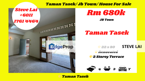 Taman Tasek/ Jb Town/ House For Sale, Johor, Johor Bahru