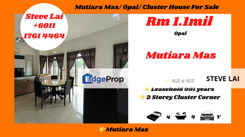 Mutiara Mas/ Opal/ Cluster House For Sale, Johor, Skudai