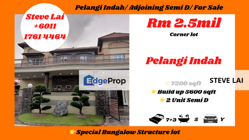 Pelangi Indah/ Adjoining Semi D/ For Sale, Johor, Ulu Tiram