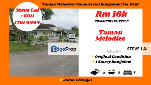 Taman Melodies/ Commercial Bungalow/ For Rent, Johor, Johor Bahru