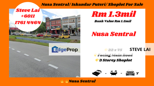 Nusa Sentral/ Iskandar Puteri/ Shoplot For Sale, Johor, 