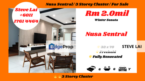 Nusa Sentral/ 3 Storey Cluster/ For Sale, Johor, Nusajaya