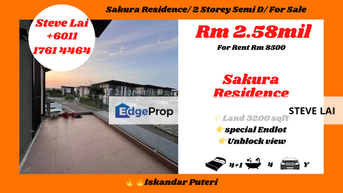 Sakura Residence/ 2 Storey Semi D/ For Sale, Johor, 