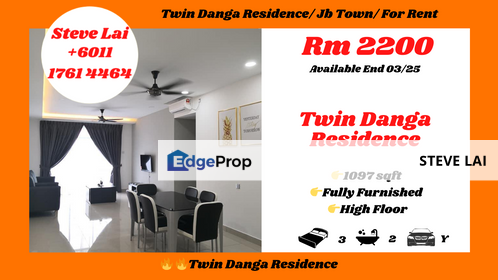 Twin Danga Residence/ Jb Town/ For Rent, Johor, Johor Bahru