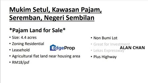 Pajam, Negeri Sembilan Agriculture Land Zone Residential For Sale, Negeri Sembilan, Seremban