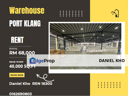 Warehouse with CF 40000 sq.ft , Selangor, Port Klang