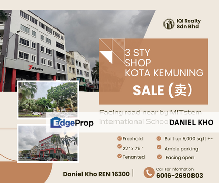 3 sty shop facing open ample parking in Kota Kemuning , Selangor, Shah Alam