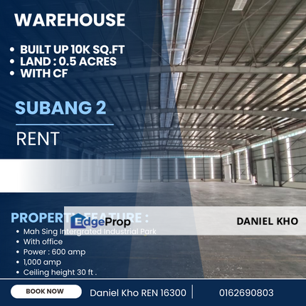 Warehouse with CF Land area 0.5 acres & Built up 10,000 sq.ft , Selangor, Subang Bestari