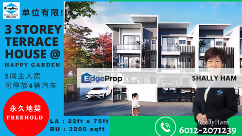 Brand new free hold 3 storey terrace house  at Happy garden for sale , Kuala Lumpur, Taman OUG