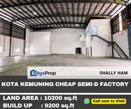 SemiD Factory to let at kota kemuning shah alam, Selangor, Shah Alam