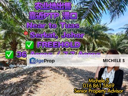 Serkat Pontian Near Ptp Port Agriculture Land For Sale , Johor, Pontian
