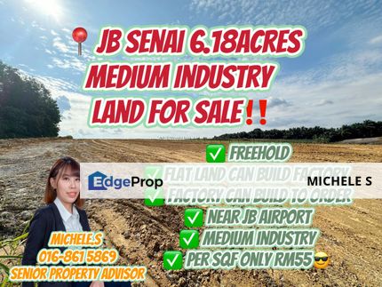 Senai 6Acre Medium Industry Flat Land For Sale, Johor, Senai