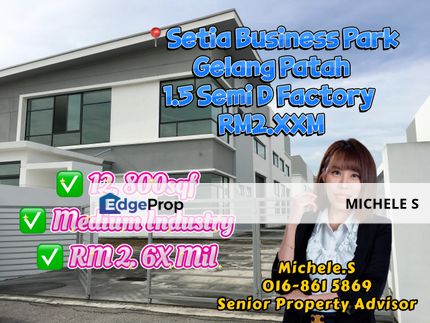 Gelang Patah Setia Business Park Semi D Factor For Sale, Johor, Gelang Patah