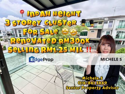 Indah Height Bukit Indah 3 Storey Cluster Fully Reno For Sale, Johor, Skudai