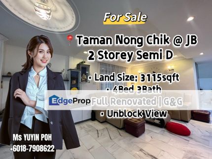 Taman Nong Chik @ JB 2 Storey Semi D (move in condition), Johor, Johor Bahru