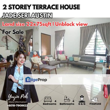 Jade @ Seri Austin Double Storey Terrace House Unblock view, Johor, Johor Bahru
