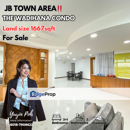 The Wadihana Condo @ JB 3+1Bed 3Bath Partially furnished for Sale, Johor, Johor Bahru