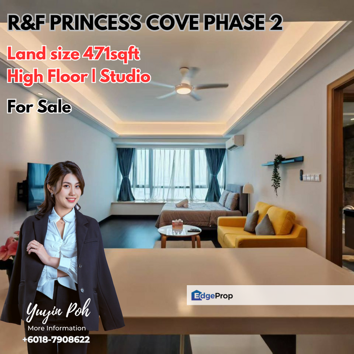 R&F Princess Cove Phase 2 High Floor Studio for Sale, Johor, Johor Bahru