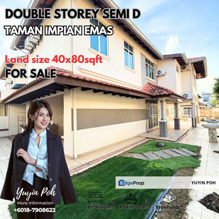 Taman Impian Emas Double Storey Semi D House for Sale, Johor, Skudai