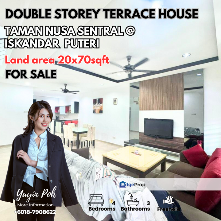 Taman Nusa Sentral @ Iskandar Puteri Double Storey Terrace House for Sale, Johor, 
