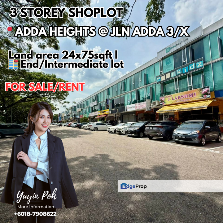 Adda Heights @ Jln Adda 3/x 3 Storey Shoplot for Rent/Sale, Johor, Johor Bahru