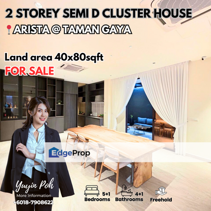 Arista @ Taman Gaya Double Storey Semi D Cluster House for Sale, Johor, Ulu Tiram