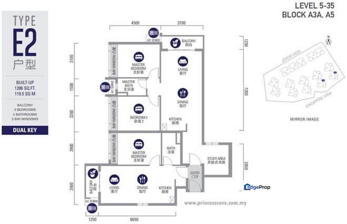 R&F Princess Cove Dual Key Mid Floor fully furnished for Sale, Johor, Johor Bahru