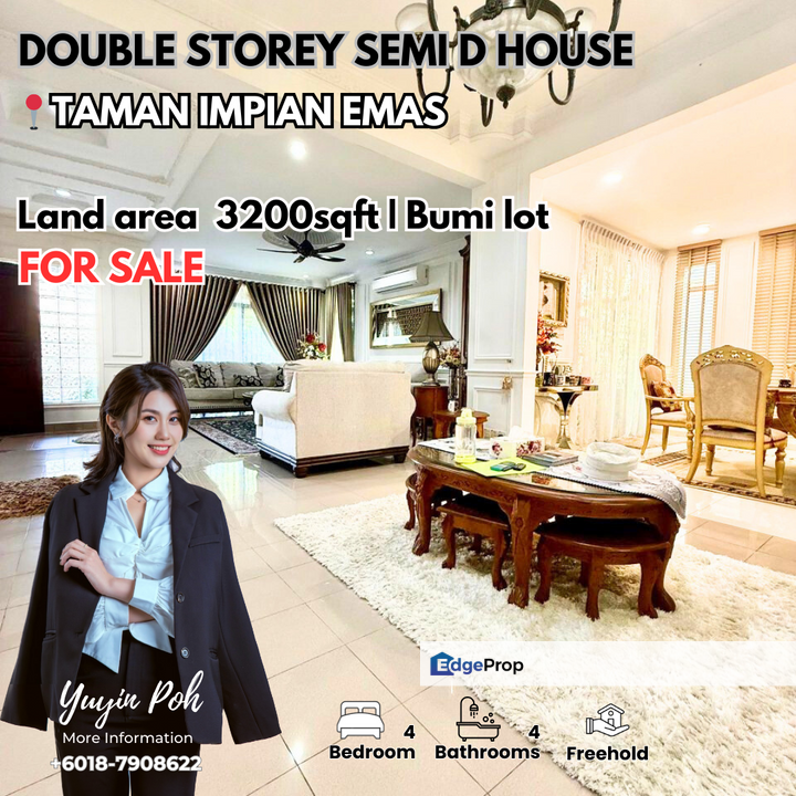 Jalan Impian Emas 6x @ Impian Emas 2 Storey Semi D House for Sale, Johor, Skudai