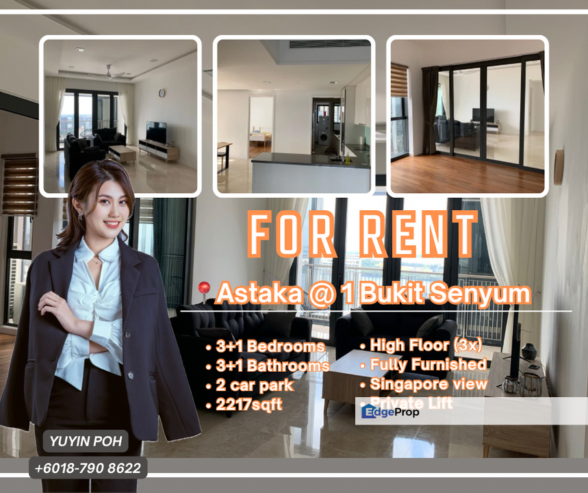 The Astaka @ 1 Bukit Senyum High Floor fully furnished for Rent, Johor, Johor Bahru
