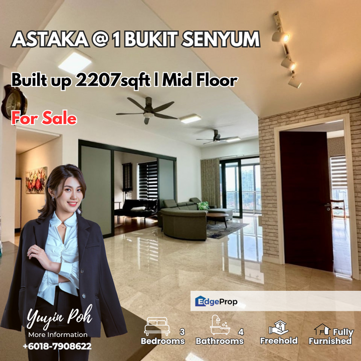 The Astaka @ 1 Bukit Senyum Mid Floor Fully furnished for Sale, Johor, Johor Bahru