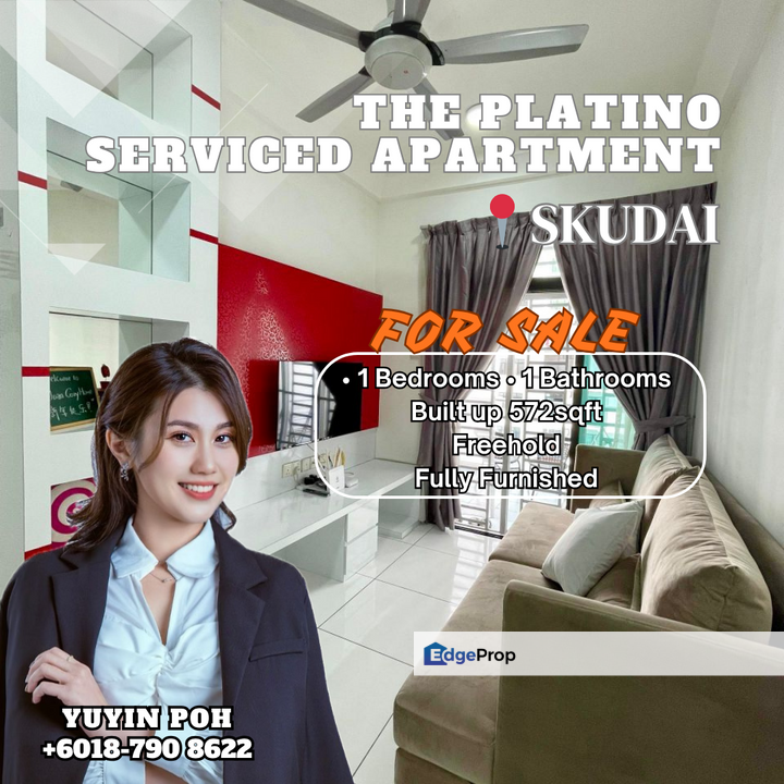 The Platino Serviced Apartment fully Furnished 1Bed 1Bath for Sale, Johor, Johor Bahru
