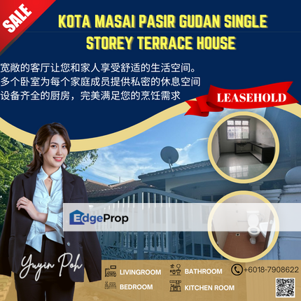 Jalan Mangga 20, Kota Masai Pasir Gudang Single Storey Terrace House , Johor, Pasir Gudang