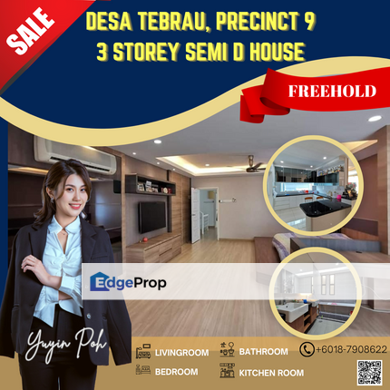 Desa Tebrau, Precinct 9  3 Storey Semi D House , Johor, Johor Bahru