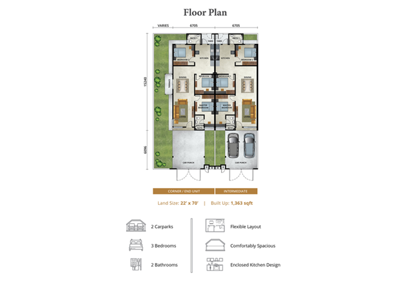 Brand New Terrace House, Ready With Window & Door Grill, Water Heater, Fans, Lights