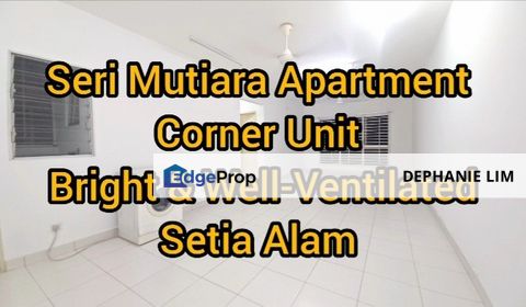 Seri Mutiara Apartment For Rent Corner Unit Bright & Well-Ventilated Corner Unit, Selangor, Setia Alam/Alam Nusantara