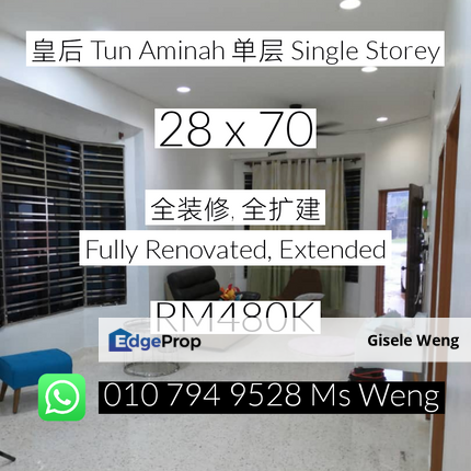 Tun Aminah Single Storey Fully Renovated Extended, Johor, Skudai